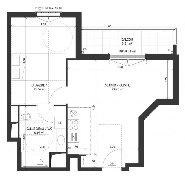 Location appartement T2 Puteaux - Photo 4