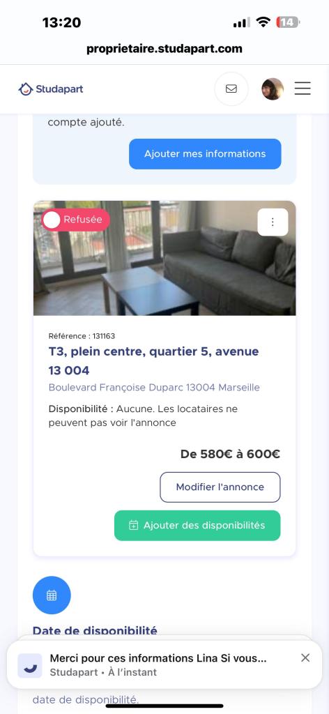 Location chambre Marseille 05 - Photo 2